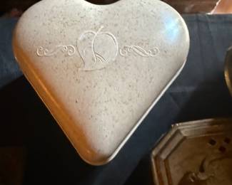 Vintage stoneware glazed heart box