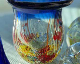 gorgeous blown glass with small koi fish 