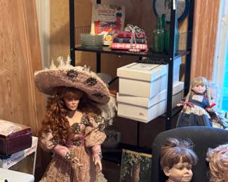 huge 4' tall porcelain doll plus vintage cabbage patch 