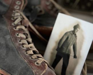 antique ice skates and neat old photo 
