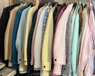 plethora of tuxedo, smoking jackets, vintage suits, ties, shirts and more 
