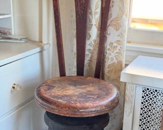 absolutely incredible organ swivel stool with ornate beaded design on the legs 