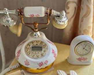 rotary dial phone and matching alarm clock 