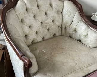 Vintage Provincial style tufted back chair 