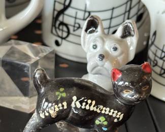 cute little antique kitty and dog 