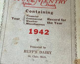 antique Ruff's Dairy St. Clair Bookeeping ledger 1942
