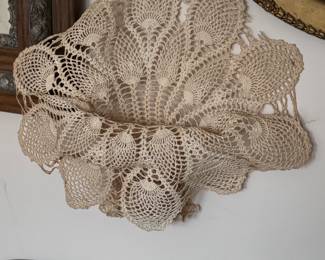 neat wall pocket made from hand crotchet doilly