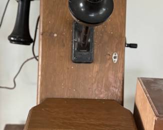 antique oak wall phone 