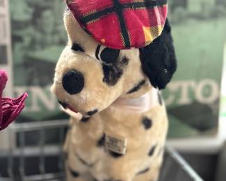 vintage plush dalmation with tartan plaid hat 