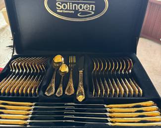 Solingen Gilded flatware sets, there are two sets in original boxes, all pieces are here complete service 