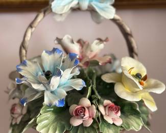 Capodimonte Porcelain basket of flowers 