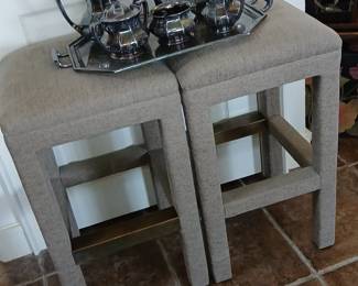2 grey barstools