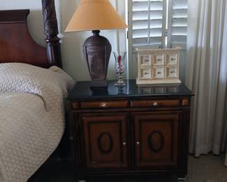 1 of 2 Matching Thomasville Bedside Table. Marble Top.