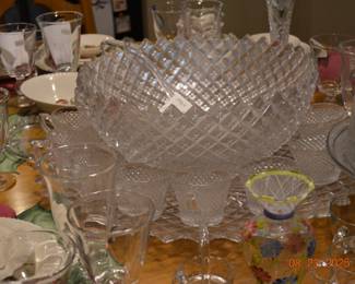 Crystal punch bowl set