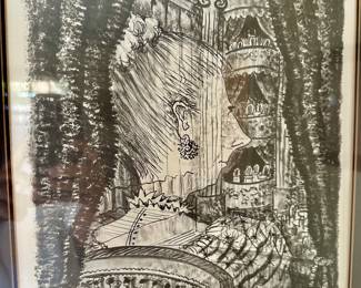 Caroline Durieux “Ghost”, signed matted and framed