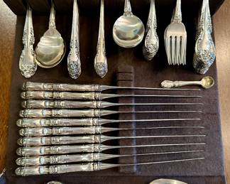 nice set of Gorham Melrose Sterling with many serving pieces in