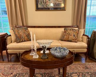 This oval table has a removeable tray top, from Maitland Smith