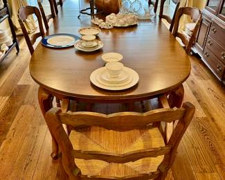 This set of 8 rush seat chairs (2 armchairs, 6 side chairs) will be sold with the table as a set