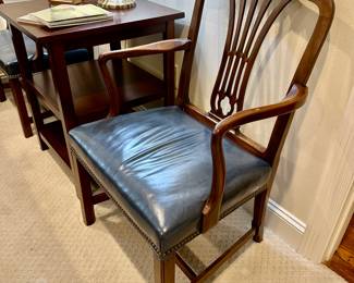 two leather seat chairs by Hickory Chair