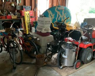 So much stuff! Bikes, riding law mowers, boating, fishing, tools. etc.