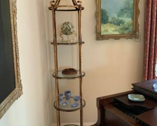 Gold/bronze 4 glass shelves display piece.
