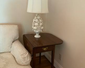 Henkel Harris Pembroke drop leaf end/side tables with single drawer. Sold as a set.