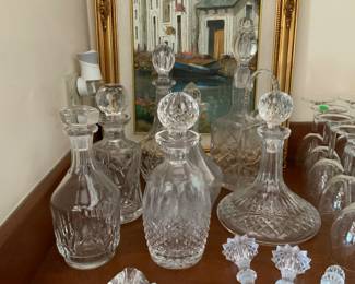 Crystal Decanters, mostly Waterford.