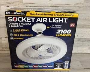 Bell + Howell Socket Air Light with Fan – 2100 Lumens, Remote Control