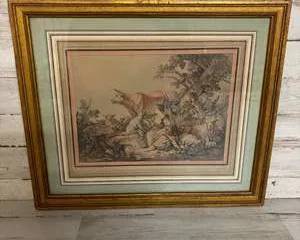 18th Century French Engraving No. 515 by Gilles Demarteau After Jean-Baptiste Huet – Pastoral Scene with Animals