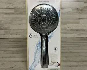 Allen + Roth Nevis Handheld Shower Head – Chrome Finish, 6 Spray Settings, WaterSense
