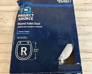 Project Source Round Toilet Seat White Wood Construction Fits Standard Round Bowls