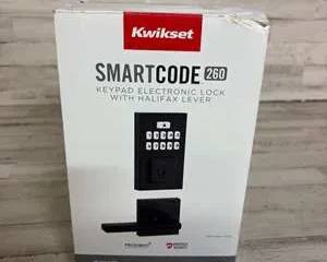 Kwikset SmartCode 260 Contemporary Keypad Electronic Deadbolt with Halifax Lever – SmartKey, Grade 2