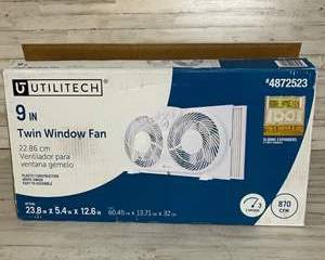 Utilitech 9” Twin Window Fan 3-Speed White Expandable Frame 870 CFM #4872523