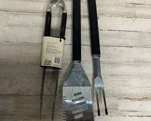 Master Forge BBQ Grill Tool Set 3-Piece Stainless Steel Tongs Fork Spatula