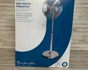 Utilitech 16” High-Velocity Pedestal Fan Metal Construction Brushed Nickel Finish