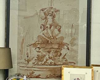 Large framed watercolor