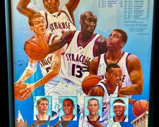 2003 NCAA Champions Syracuse Orangemen Basketball Signed by players, such as Carmelo Anthony, Jim Boeheim