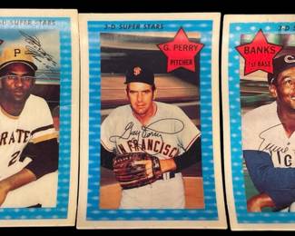 Kelloggs 3D Baseball Cards Clemente, Perry & Banks HOF
