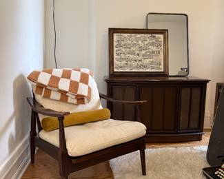 MCM chair and stereo cabinet