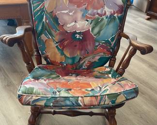 Vintage Wooden Rocking Chair With Cushions