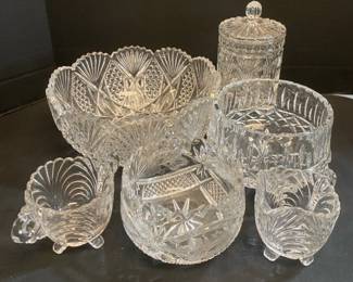 Crystal Scalloped Bowl Candy Jar Small Bowls SugarCreamer Set