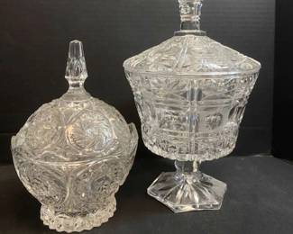 Crystal Cut Glass Dishes With Lids For Candy Or Trinkets
