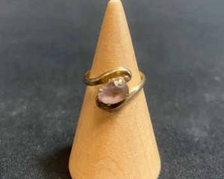 Vintage 10KT Gold Band With Unknown Light Pink Stone