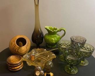 Viking Handmade Vase Wood Nut Serving Set Vintage Glassware More