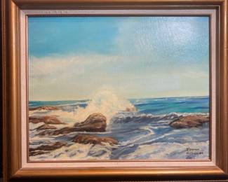Vintage Framed Florence Seascape Painting Vieira