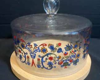 Vintage Joska Kristal Hand Painted Cheese Dome