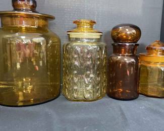 Amber Colored Glass Kitchen Canisters