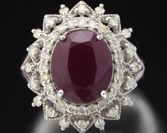 GIA Certified 7.98 Carat Ruby and Diamond .950 Platinum Ring