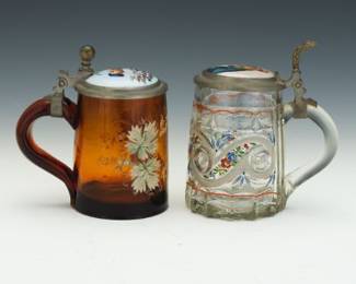 Two Glass Celebratory Steins