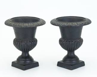 Pair of Cast Iron Decorative Urns